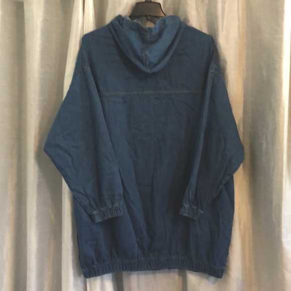 HOODED DENIM PULLOVER DRESS - Picture 2 of 2